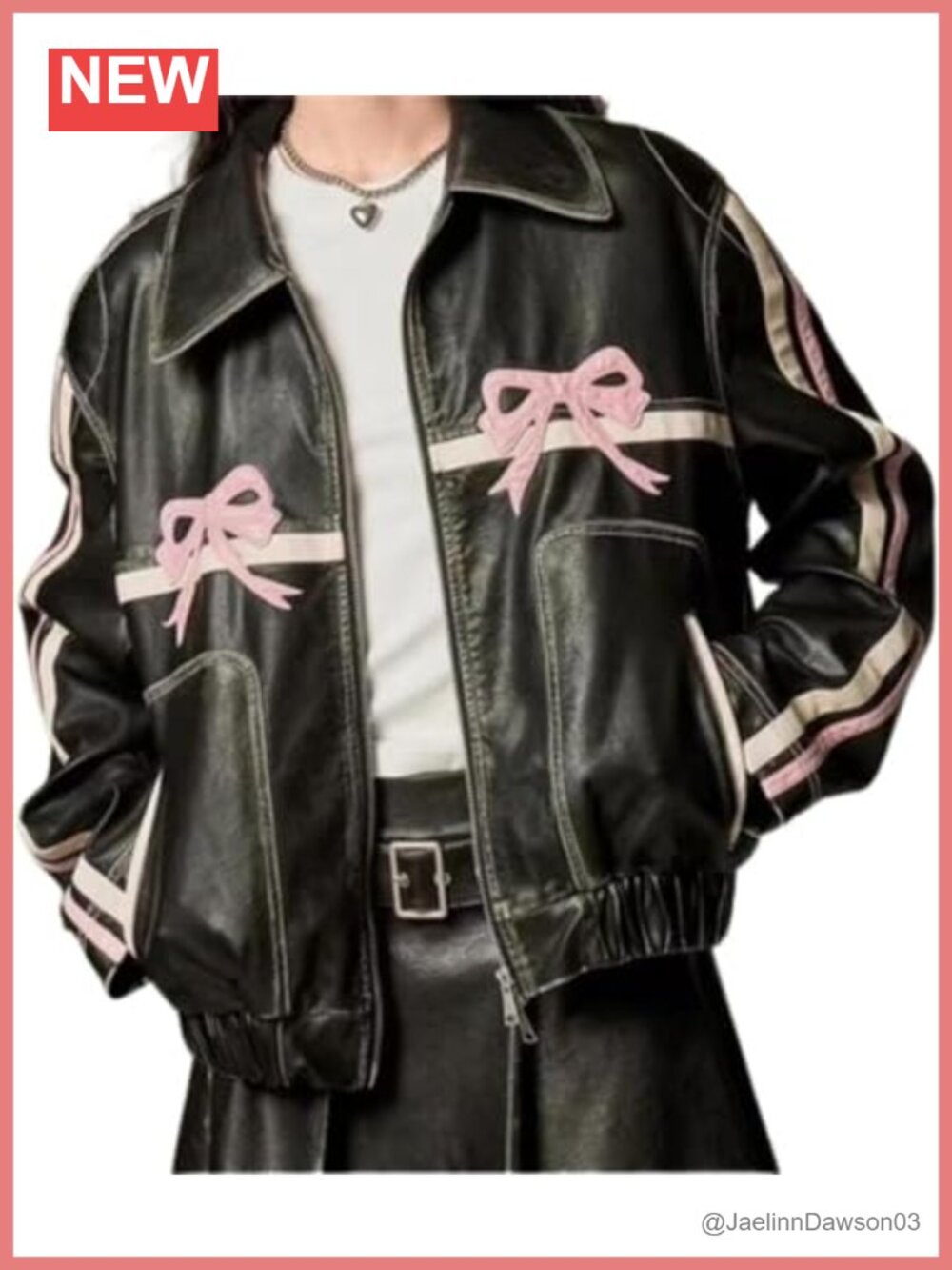Faux Leather Moto Jacket Quilted Zip Bomber Grunge Y2K Oversized Womens